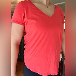 LULULEMON Pink V-Neck Women's Large Top